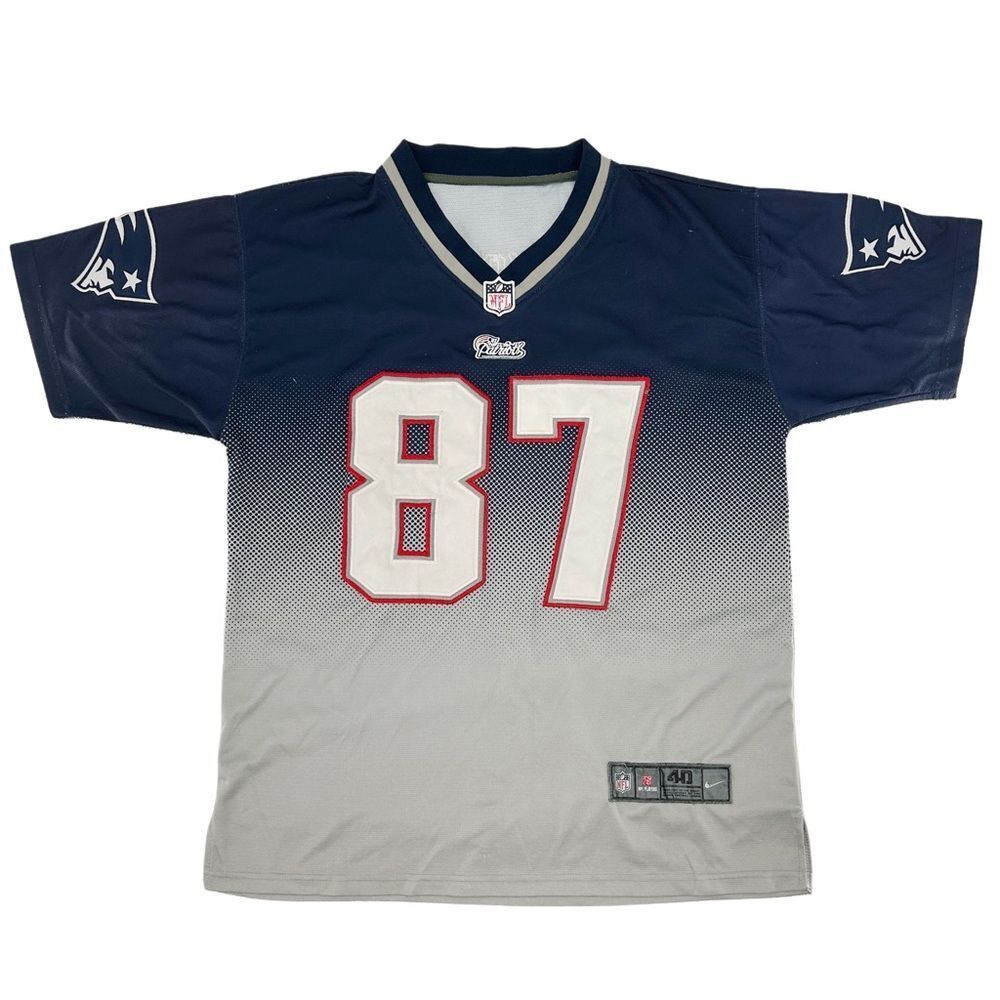 Rob "Gronk" Gronkowski #87 NFL Patriots White Blue Football Nike Jersey Size 40